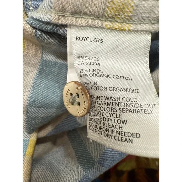 Royal Robbins Shirt Men's XL Plaid Linen/Organic Cotton Outdoor Travel Coastal - Picture 6 of 7